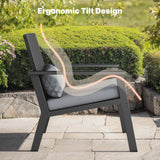 3-Piece Outdoor Patio Furniture Sets ，Modern Rattan Chair Conversation Sets with Soft Cushions, Glass Table and Comfortable Armrests for Balcony, Porch, and Garden - Gray