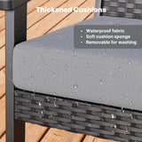 3-Piece Outdoor Patio Furniture Sets ，Modern Rattan Chair Conversation Sets with Soft Cushions, Glass Table and Comfortable Armrests for Balcony, Porch, and Garden - Gray