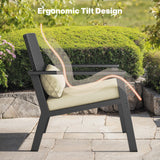 3-Piece Outdoor Patio Furniture Sets ，Modern Rattan Chair Conversation Sets with Soft Cushions, Glass Table and Comfortable Armrests for Balcony, Porch, and Garden - Beige