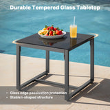 3-Piece Outdoor Patio Furniture Sets ，Modern Rattan Chair Conversation Sets with Soft Cushions, Glass Table and Comfortable Armrests for Balcony, Porch, and Garden - Gray