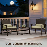 3-Piece Patio Furniture Set，Asofer Outdoor Bistro Set with Glass Table & 110° Ergonomic Recline Angle Seat for Balcony, Porch, and Garden，Gray、Beige
