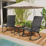 Noelse 3 Piece Outdoor Rocking Bistro Set, Textilene Fabric Porch Rocker Chairs Conversation Set with Coffee Table, Black