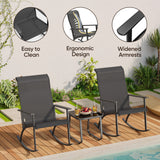 Noelse 3 Piece Outdoor Rocking Bistro Set, Textilene Fabric Porch Rocker Chairs Conversation Set with Coffee Table, Black
