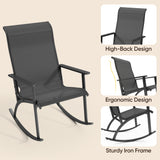 Noelse 3 Piece Rocking Bistro Set, Outdoor Textilene Fabric Small Patio Furniture Set, Front Porch Rocker Chairs Patio Set with Coffee Table for Lawn, Black