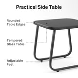 Noelse 3 Piece Outdoor Textilene Rocking Bistro Set, Patio Furniture Set with Heat-Resistant Armrests and Coffee Table for Porch, Balcony,Black