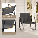 Noelse 3 Piece Outdoor Textilene Rocking Bistro Set, Patio Furniture Set with Heat-Resistant Armrests and Coffee Table for Porch, Balcony,Black