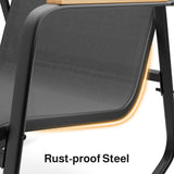 Noelse 3 Piece Outdoor Textilene Rocking Bistro Set, Patio Furniture Set with Heat-Resistant Armrests and Coffee Table for Porch, Balcony,Black