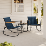 Outdoor Bisto Set, Asofer 4 Pieces Patio Furniture Set Including A Loveseat, Rocking Chairs Set of 2 with A Glass Table for Balcony, Porch, Lawn, Black