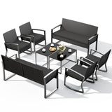 Patio Furniture Set on Sale, Outdoor Conversation Set with Rattan Rocking Chair & Coffee Table for Backyard, Poolside Porch, Black
