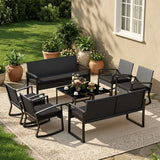 Patio Furniture Set on Sale, Outdoor Conversation Set with Rattan Rocking Chair & Coffee Table for Backyard, Poolside Porch, Black