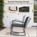 Noelse 4 Piece Patio Furniture Set, Outdoor Wicker Patio Furniture with Coffee Table and 2 Rocking Bistro Set for Backyard, Black