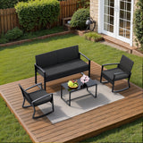Asofer 3-PCS Outdoor Patio Furniture Set, Wicker Bistro Conversation Set with Cushion for Backyard, Poolside, Deck, Porch, Black