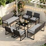 Lofka 8-Person Patio Furniture Set, All-Weather PE Rattan, Tool-Free Assembly, Family-Safe, Removable Washable Cushions for Backyard Pool Garden