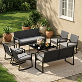 Patio Furniture Set on Sale, Outdoor Conversation Set with Rattan Rocking Chair & Coffee Table for Backyard, Poolside Porch, Gray