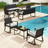 Patio Furniture Set on Sale, Outdoor Conversation Set with Rattan Rocking Chair & Coffee Table for Backyard, Poolside Porch, Gray