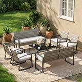 Patio Furniture Set on Sale, Outdoor Conversation Set with Rattan Rocking Chair & Coffee Table for Backyard, Poolside Porch, Gray