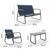 Asofer 4-Piece Patio Furniture Set, Textilene Outdoor Bistro Set with 2 Rocking Chair for Lawn, Garden, Poolside (Blue)