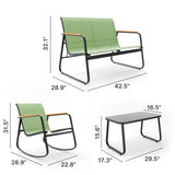 Asofer 4-Piece Patio Furniture Set, Textilene Outdoor Bistro Set with 2 Rocking Chair for Lawn, Garden, Poolside (Green)