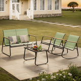 Asofer 4-Piece Patio Furniture Set, Textilene Outdoor Bistro Set with 2 Rocking Chair for Lawn, Garden, Poolside (Green)