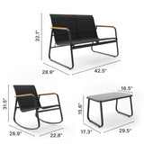 Noelse Patio Furniture Set, 4 Piece Textilene Conversation Set with 2 Rocking Chairs and Coffee Table, Perfect for Lawn, Garden, Poolside, Black