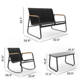 Patio Furniture Set on Sale, Outdoor Conversation Set with Rocking Chair & Coffee Table for Backyard, Poolside Porch, Black