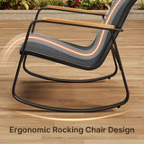 Patio Furniture Set on Sale, Outdoor Conversation Set with Rocking Chair & Coffee Table for Backyard, Poolside Porch, Black