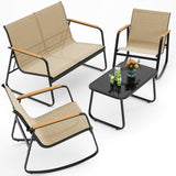 Noelse 4 Piece Patio Furniture Set, Textilene Conversation Set with 2 Rocking Chairs and Coffee Table, Perfect for Outdoor Patio Lawn Garden Poolside, Black