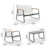 Asofer 4-Piece Patio Furniture Set, Textilene Outdoor Bistro Set with 2 Rocking Chair for Lawn, Garden, Poolside (White)