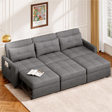 Noelse 58" Sleeper Sofa Bed, Pull-Out Couch with Adjustable Backrest and Side Pocket for Living Room, Dark Gray