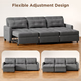 Noelse 58" Sleeper Sofa Bed, Pull-Out Couch with Adjustable Backrest and Side Pocket for Living Room, Dark Gray