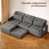 Noelse 58" Sleeper Sofa Bed, Pull-Out Couch with Adjustable Backrest and Side Pocket for Living Room, Dark Gray