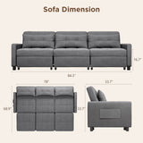 Noelse 58" Sleeper Sofa Bed, Pull-Out Couch with Adjustable Backrest and Side Pocket for Living Room, Dark Gray
