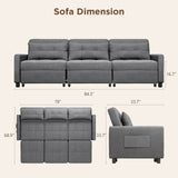 in 1 Convertible Pull Out Sofa Bed, 84" Sleeper Loveseat - Dark Gray