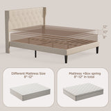 Noelse Bedroom Furniture Set, Includes Queen Bed Frame, Nightstands Set of 2, 5 Drawer Dresser and 6 Drawer Dresser, Storage Solution for Modern Home, Beige/White