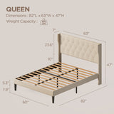Noelse Bedroom Furniture Set, Includes Queen Bed Frame, Nightstands Set of 2, 5 Drawer Dresser and 6 Drawer Dresser, Storage Solution for Modern Home, Beige/White