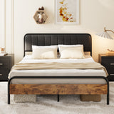 Asofer Bed Frame Queen Size with Upholstered Headboard, Noise Free, Queen Size Bed Frame with Under Bed Storage, Black