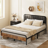 Asofer Bed Frame Queen Size with Upholstered Headboard, Noise Free, Queen Size Bed Frame with Under Bed Storage, Black