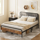 Asoder Full Size Bed Frame with Headboard, Bed Frame Full with Large Under Bed Storage, Metal Slat Supports, Gray