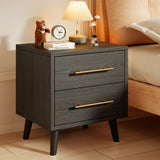 Asofer 2 drawer black nightstand, suitable for any space, waterproof and scratch-resistant, easy to wipe