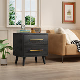 Asofer 2 drawer black nightstand, suitable for any space, waterproof and scratch-resistant, easy to wipe