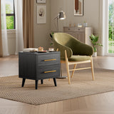 Asofer 2 drawer black nightstand, suitable for any space, waterproof and scratch-resistant, easy to wipe