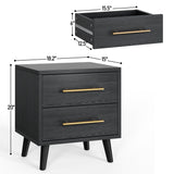 Asofer 2 drawer black nightstand, suitable for any space, waterproof and scratch-resistant, easy to wipe