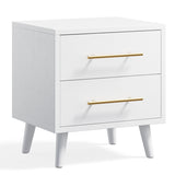 Aiho 2-Drawer Nightstand - Stylish Bedside End Table with Ample Storage and Metal Handles, for Bedroom & Living Room, White