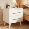 Aiho 2-Drawer Nightstand - Stylish Bedside End Table with Ample Storage and Metal Handles, for Bedroom & Living Room, White