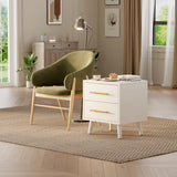 Aiho 2-Drawer Nightstand - Stylish Bedside End Table with Ample Storage and Metal Handles, for Bedroom & Living Room, White