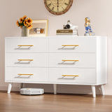 Asofer 6-Drawer Dresser, White MDF Storage Cabinet with Anti-Tip Device, TV Stand