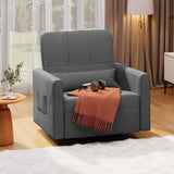 Swivel Rocker Recliner Chair, Asofer Nursery Rocking Chair with Storage Pockets, 2 Rocking Modes Glider Chair, Dark Gray