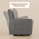 Swivel Rocker Recliner Chair, Asofer Nursery Rocking Chair with Storage Pockets, 2 Rocking Modes Glider Chair, Dark Gray