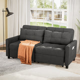 Noelse 58" Sleeper Sofa Bed, Pull-Out Couch with Adjustable Backrest and Side Pocket for Living Room, Dark Gray
