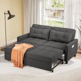 Noelse 58" Sleeper Sofa Bed, Pull-Out Couch with Adjustable Backrest and Side Pocket for Living Room, Dark Gray